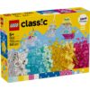 LEGO Classic Magical Transparent Box -rakennussarja, jossa on värikkäitä läpikuultavia palikoita sekä yksisarvisen, aaveen ja merenneidon mallit.