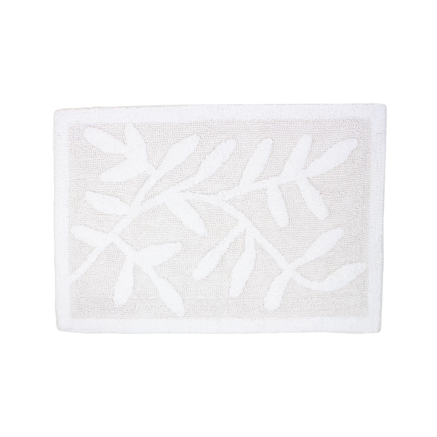 Kylpyhuonematto lehti valkoinen