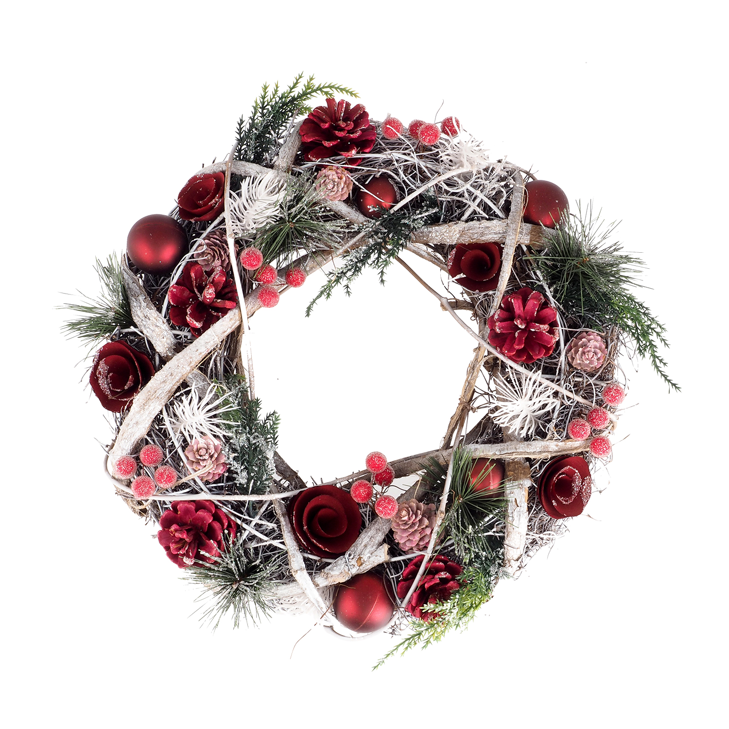 Kranssi punainen kävyt 34cm