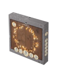 Annas Collection 120 LED -seppeleen pakkaus, joka soveltuu sekä sisä- että ulkokäyttöön; mukana 5 metrin johto, halkaisija 36 cm, 8h/16h-ajastin ja himmennystoiminnot.