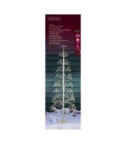 Laatikko, jossa näkyy valaistu tekopuu, jossa on 448 lämpimän valkoista LED-valoa vihreää puuta vasten; yläosassa näkyy tuotemerkki Luminea.