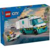 LEGO City Emergency Ambulance -sarjan pakkaus, jossa on lelupelastusauto, kaksi minihahmoa ja paarit.