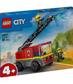LEGO City -palokärryrakennussarjan pakkaus, joka sisältää lelupalokärryn, jossa on ulosvedettävä tikkaat, kaksi palomiehen minihahmoa ja liekkielementtejä.
