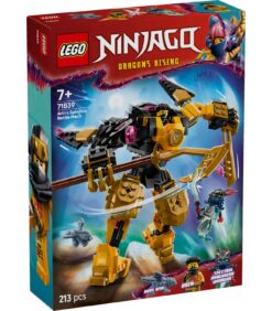 LEGO Ninjago Arins Spinjitzu Battle Mech -rakennussarjan pakkaus, jossa näkyy koottu musta ja kultainen mecha sekä Arin- ja Spectral Draconian Warrior -minihahmot.