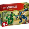 LEGO Ninjago Jays Dragon Mech Fight -rakennussarjan pakkaus, jossa on vihreä ja sininen mech-robottitaistelu.