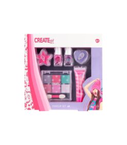Create It! -meikkisetti 6-vuotiaille ja sitä vanhemmille lapsille sisältää kynsilakan, huulikiillon, luomiväripaletin, poskipunan ja levityssiveltimen. Pakkaus on värikäs, ja sen oikeassa alakulmassa on kuva vaaleanpunaisen pipon päähän pukeutuneesta pikkutytöstä.