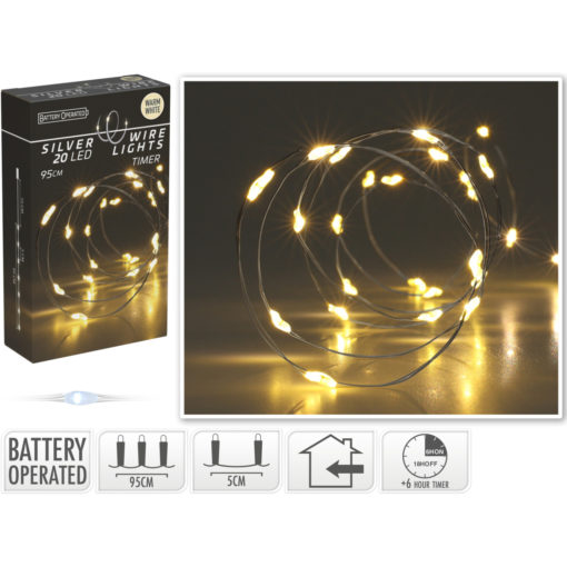 LED valosarja 20 hopea lanka