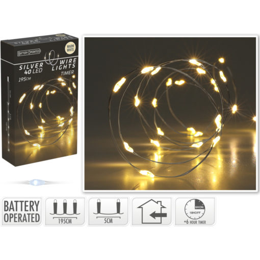 LED valosarja 40 hopea lanka