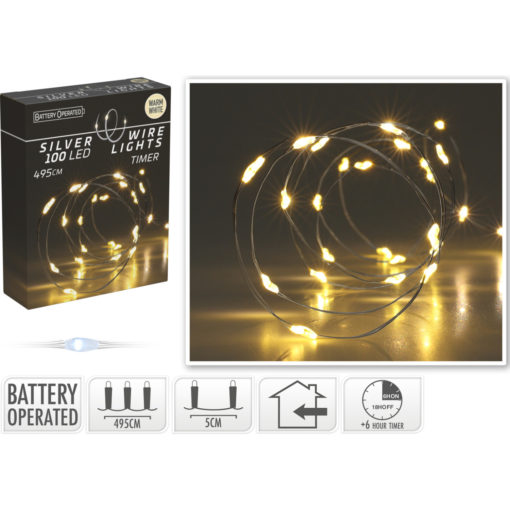 LED valosarja 100 hopea lanka