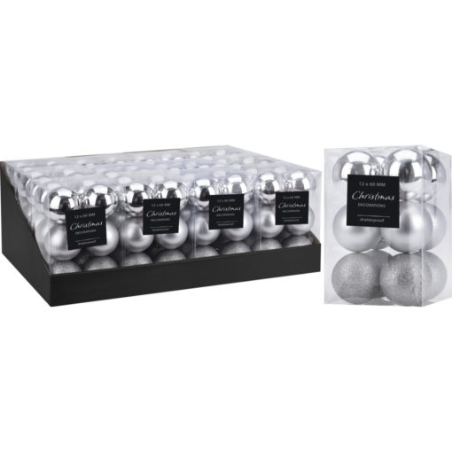 Joulupallot 12kpl hopea