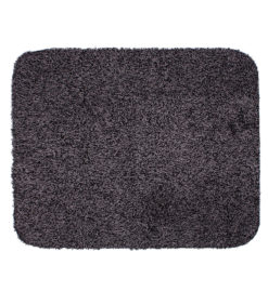 Suorakulmainen, antrasiitti Kurastoppari matto 60x75cm pyöristetyillä kulmilla. Sen päällä on sininen tuoteseloste, jossa on tekstiä, kuvia ja punainen STOP-merkkigrafiikka.