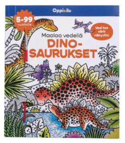 Oppi ja ilo maalaa vedella dinosaurukset