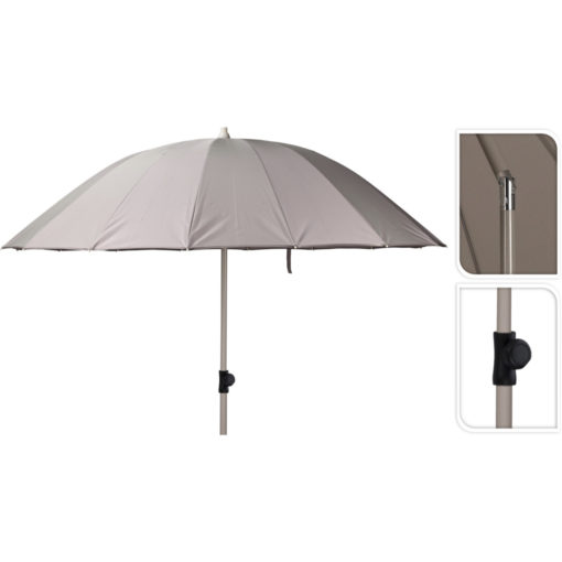 Aurinkovarjo ø220cm taitettava varsi harmaa