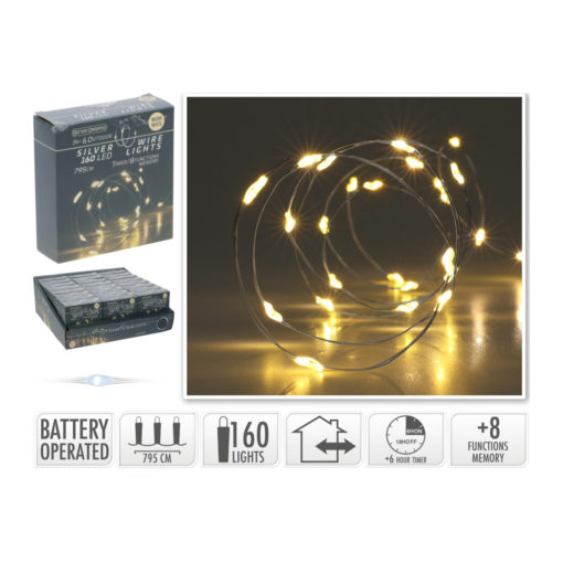 LED valosarja 160 hopea lanka